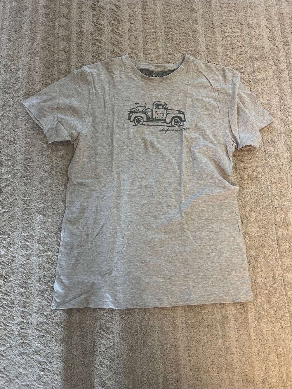good vibes by Life is Good Bicycle and Truck Gray Crewneck Graphic Tee Large